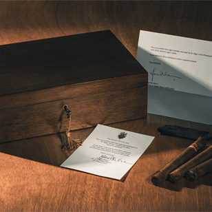 Roger Moore personal humidor kept in his office at Pinewood Studios for sale