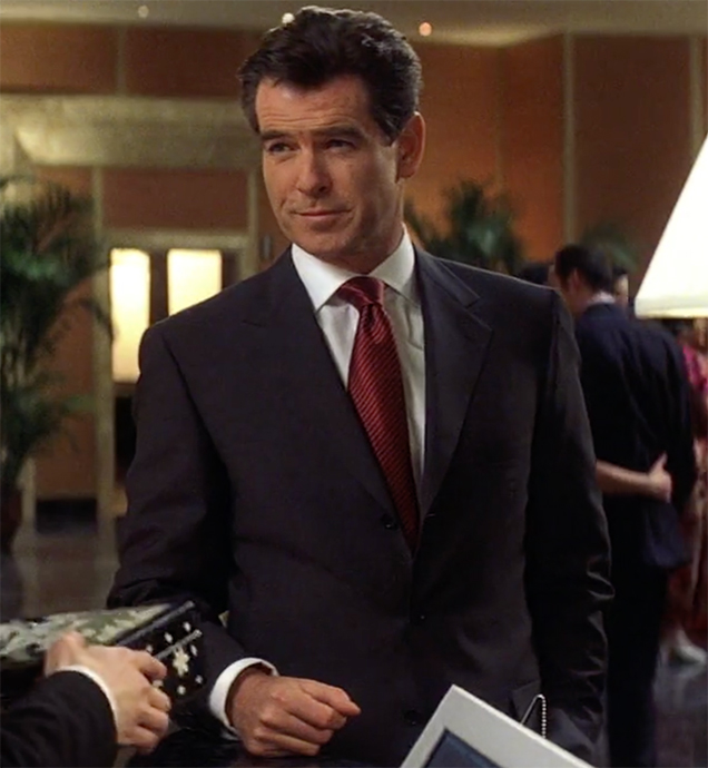 photo © Danjaq LLC, MGM, United Pictures James Bond (Pierce Brosnan) wearing the Turnbull & Asser Die Another Day Striped Tie