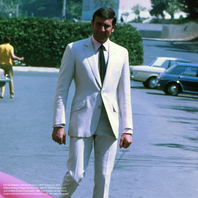 photo © Danjaq LLC, MGM, United Artists George Lazenby as James Bond in front of Hotel Palácio Estoril, Portugal, in On Her Majesty's Secret Service
