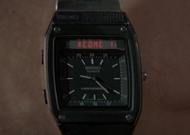 photo © Danjaq LLC, MGM, United Artists James Bond receives a message on his Seiko H357 watch: COME IN 007